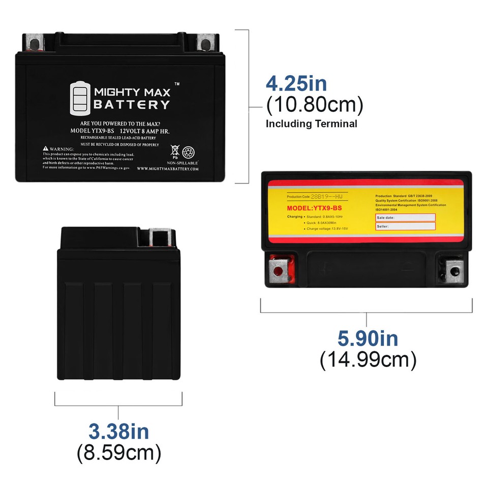 Predator Generator Battery Mighty Max YTX9-BS GEL Battery - Replaces PTX9BS  For Predator 8750W Generator Ytx4l Bs Battery