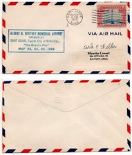 FIRST FLIGHT- ST CLOUD, MN, A. B. Whitney Airport Dedication 1929 Air Mail Cover