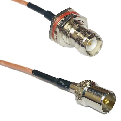 RG316 RP-TNC FEMALE BULKHEAD to DVB TV Pal Male RF Cable Rapid-SHIP LOT