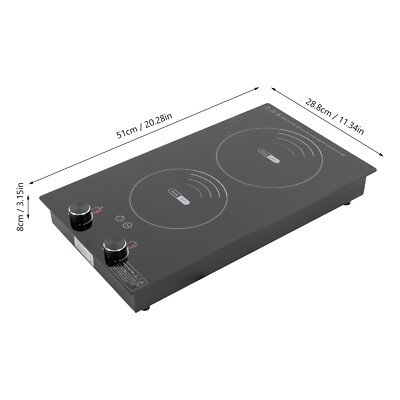 Electric Hob Cook Top Stove 110V Induction Cooktop 2 Burners Ceramic Cooktop