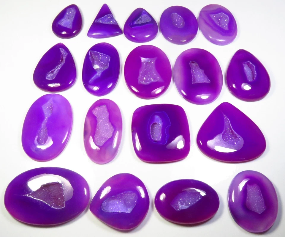 Purple Onyx Druzy Geode Cabochon 500-5000 Cts Natural Agate Gemstone Loose Lot - Image 2 of 4