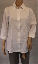 ★ MARIA ROSSI ★ 40  ~ Bluse ~ 3/4-arm ~ weiss~ Tunika ~ mit Pailletten
