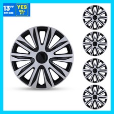 13 4 Wheel Covers Full Rim Hub Caps Fit R13 Tire Steel Wheels Black Silver