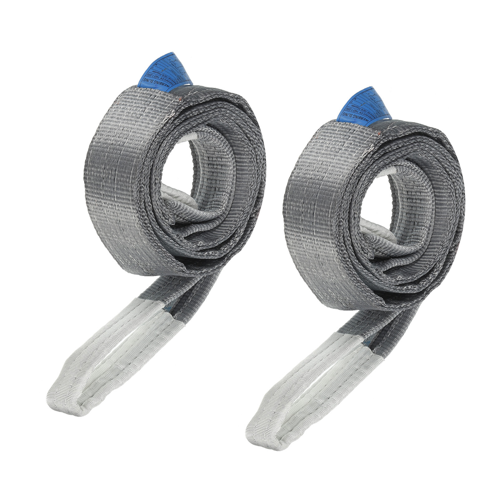 2 Pcs Lifting Slings Straps Polyester 6ft Flat Lifting Belts(8818lbs) Grey