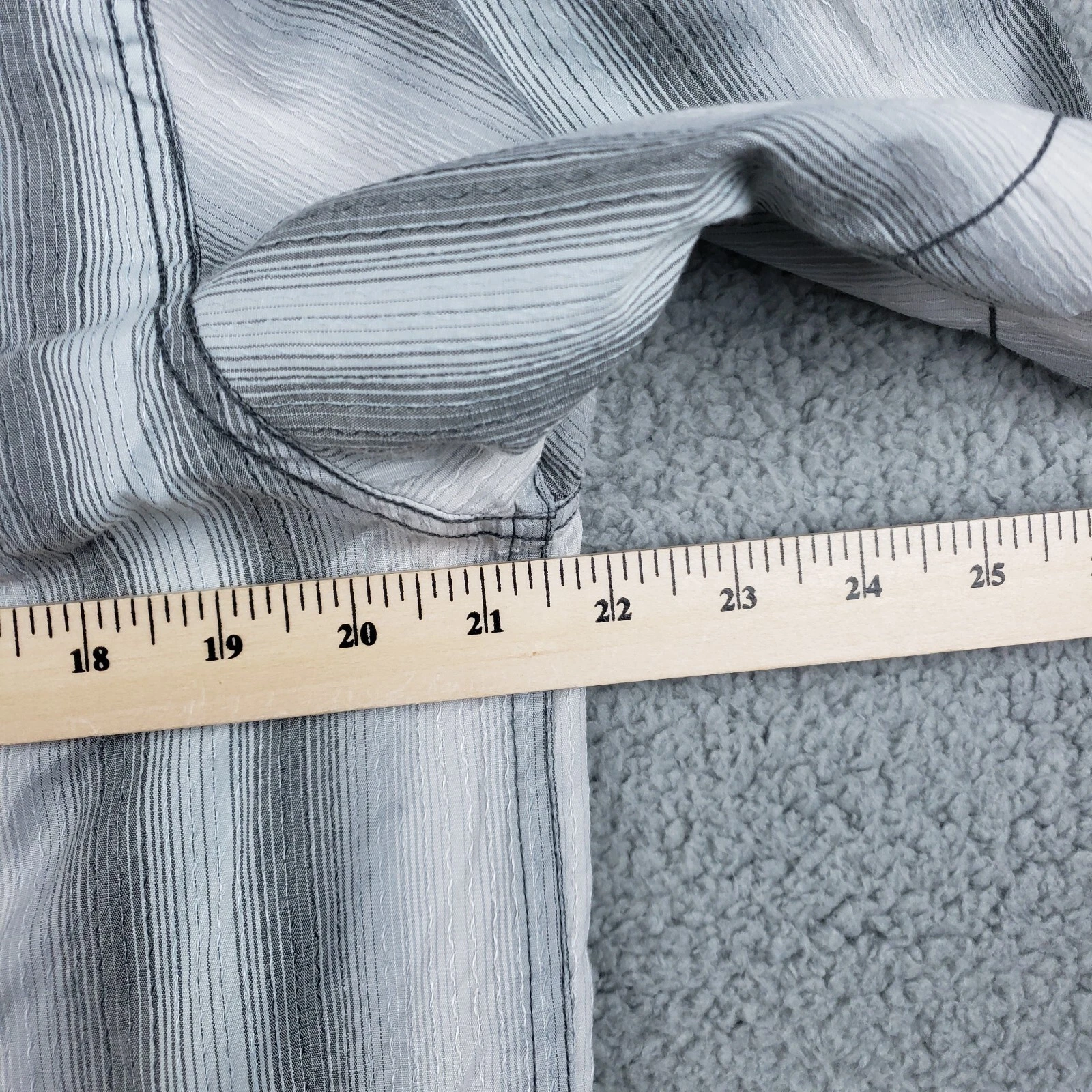 prana striped button up casual cotton polyester blend shirt