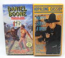 DANIEL BOONE TRAILBLAZER & HOPPY SERVES A WRIT 2 VHS Tapes Hopalong Cassidy B&W