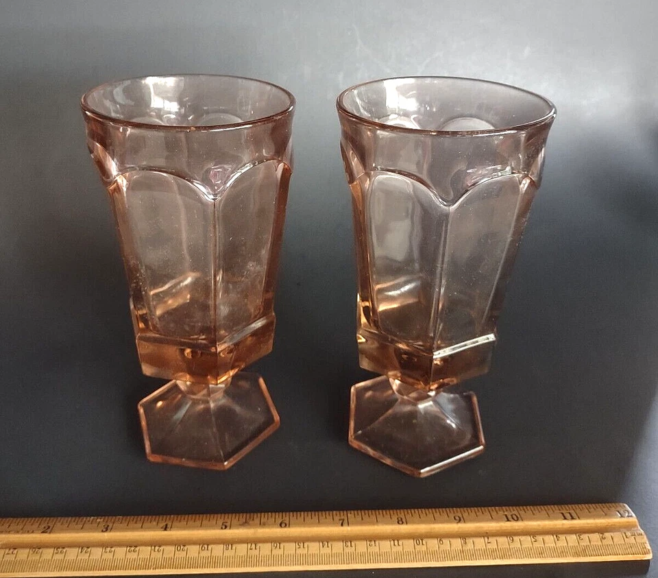 Набор из 2 винтажных кубков Fostoria Peach Pink Virginia со льдом чай вода - Изображение 2 из 4