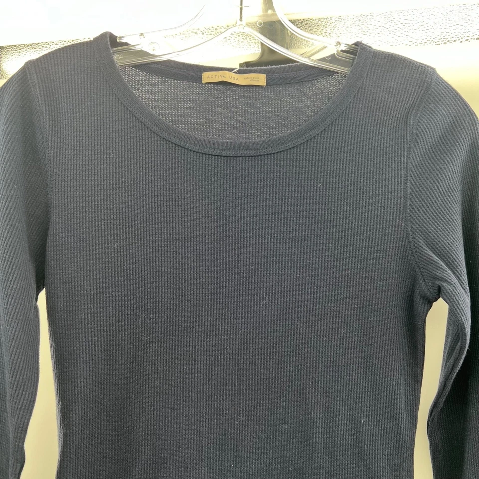 Top térmico Active USA para mujer manga larga azul marino talla mediana Foto 2 de 4