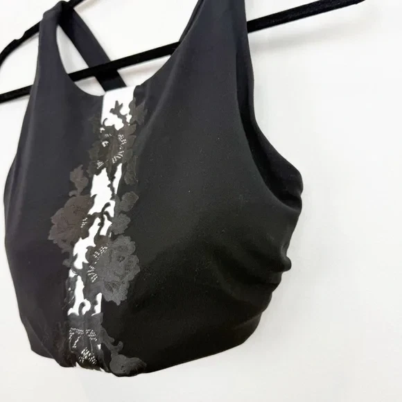 Sujetador deportivo Athleta Powervita rosa a rayas negro blanco talla XL para mujer Foto 2 de 4