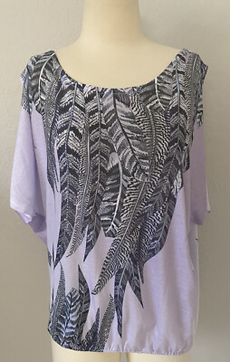 NWOT Cache Gorgeous Purple Studded Feather Cold Shoulder Top Flattering, Size S