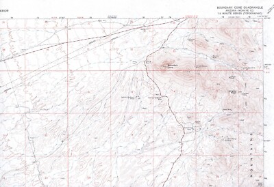 Boundary Cone Quadrangle Arizona 1970 Vintage USGS Topo Map 7.5 with Markings