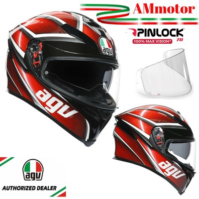 Casque Agv K5 S Tempest Black Red Integral De Moto Taille XS Max Pinlock  Visier | eBay