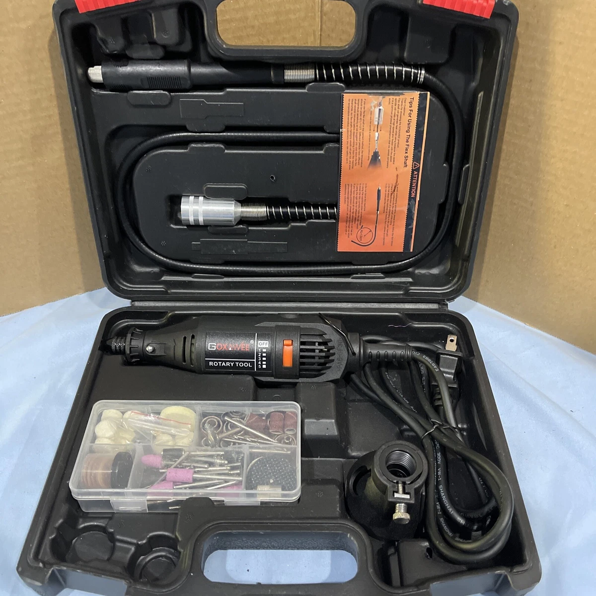GOXAWEE Rotary Tool Kit with MultiPro Keyless Chuck and Flex