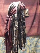 Authentic Captain Jack Sparrow Grey Hair Wig Costume Replica Hand Made Pirates