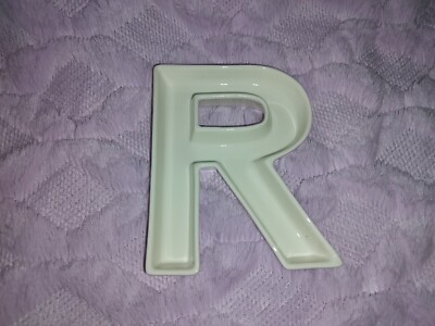 Ceramic Trinket Dish Monogram ''R'' NWOT unbranded Ivory Off White Cream Jewelry