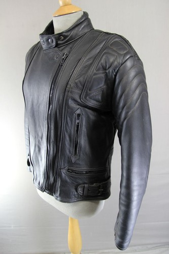 AKITO BLACK LEATHER BIKER JACKET WITH CE ARMOUR: SIZE 12 34-36 INCH CHEST - Picture 4 of 9