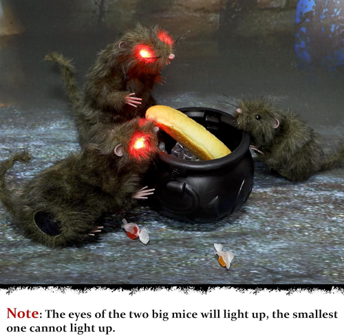 3 Pack Realistic Fake Rats Halloween Animal Trick Toys Decorations Party Decor - Picture 7 of 8