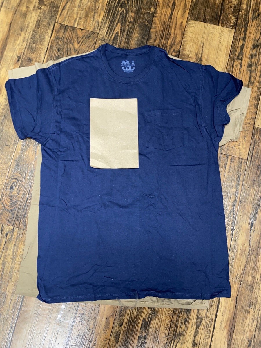 Fruit of the Loom Tagless Pocket T-Shirts 100% Cotton Blu Brw 2Pk Extra  Large | eBay