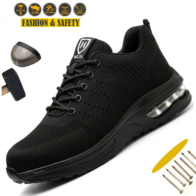 Mens Sneakers Work Boots Indestructible BLACK Steel Toe Safety