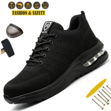 Mens Sneakers Work Boots Indestructible BLACK Steel Toe Safety Shoes size 7-12