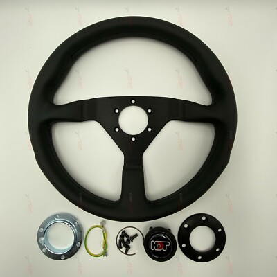 MOMO STEERING WHEEL MONTECARLO BLACK 350MM HDT Red & Black Horn