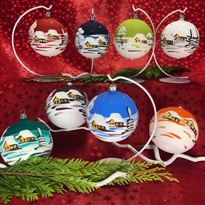 Lauschaer Christbaum-Glocke Mundgeblasen - Handbemalte Weihnachtsdekoration In Blau-transparent