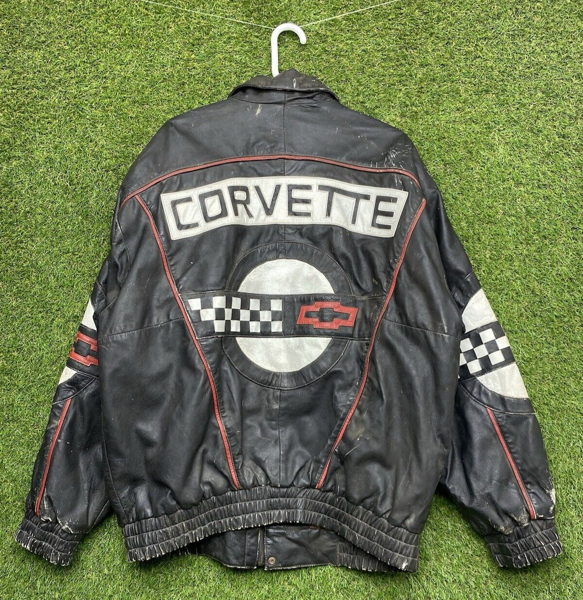 True Vintage Corvette Leather Jacket Mens XL Red Dog Leathers