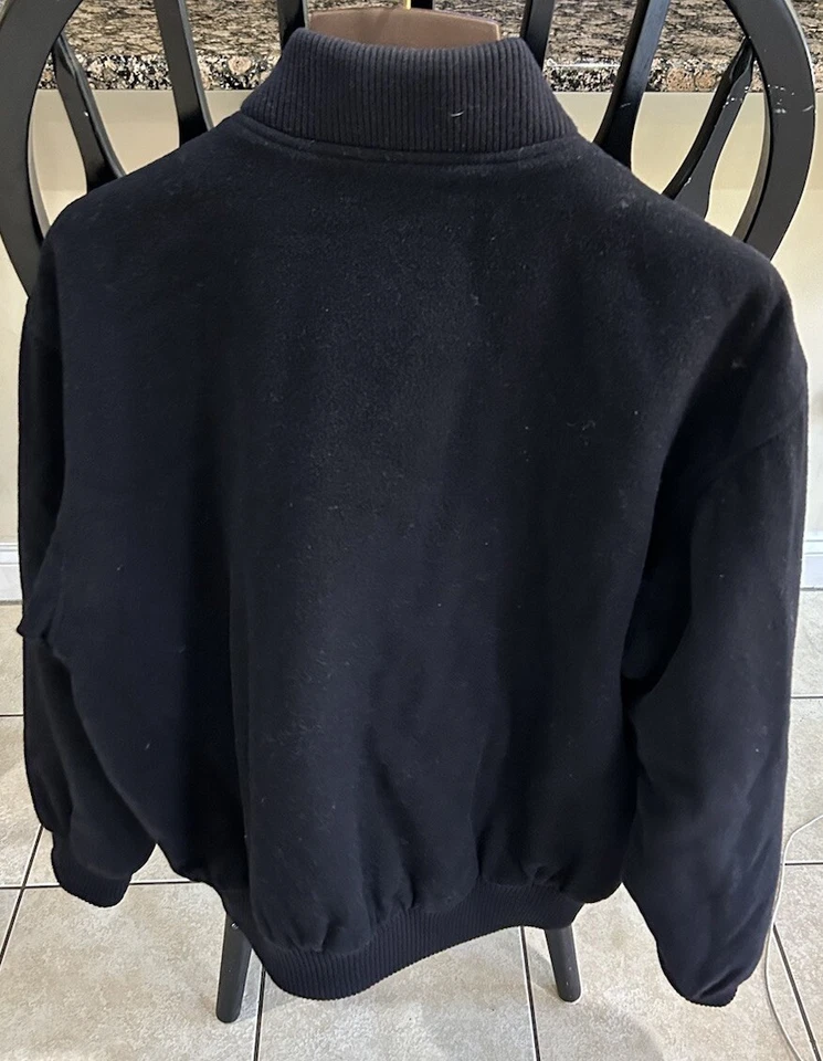 Chaqueta de Colección Lacoste Para Hombre Grande 52/4 Negra Bombardero Años 90 Cremallera Completa Lana Foto 3 de 4