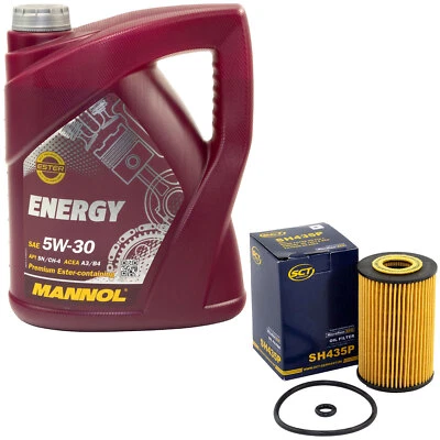 MANNOL Motoröl Set 5W-30 5 Liter + Ölfilter SH 435 P für Mercedes A-Klasse W168 Vaneo