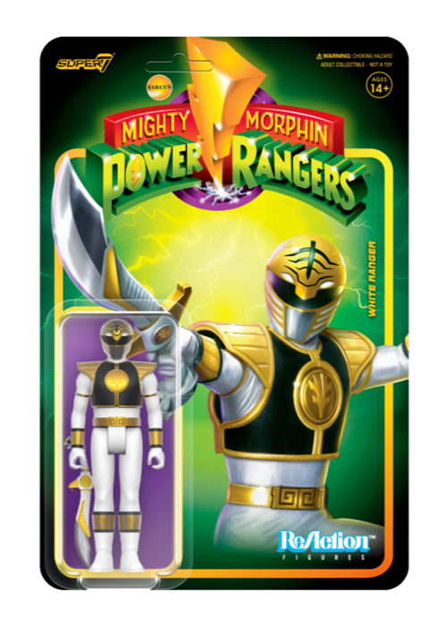 SUPER7 MIGHTY MORPHIN POWER RANGERS WHITE RANGER 3.75"" RE ACTION FIGURE NEW!