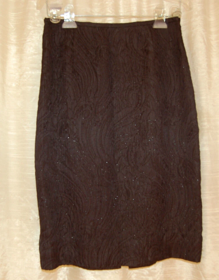 Lafayette 148 Nuevo Traje Chaqueta 0 Falda 4 Negro Seda Brillante Texturizado Foto 2 de 4