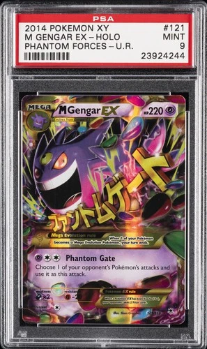 2014 POKEMON XY PHANTOM FORCES ULTRA RARE #121 M GENGAR EX PSA 9