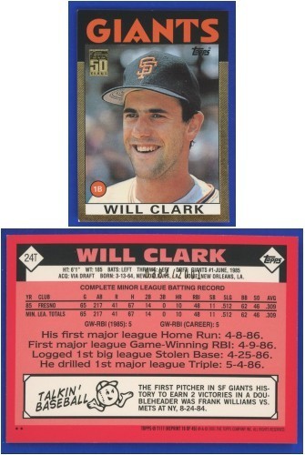Will Clark 2001 Topps Traded #T117 GOLD parallel - #'d 384/2001 - very nice!