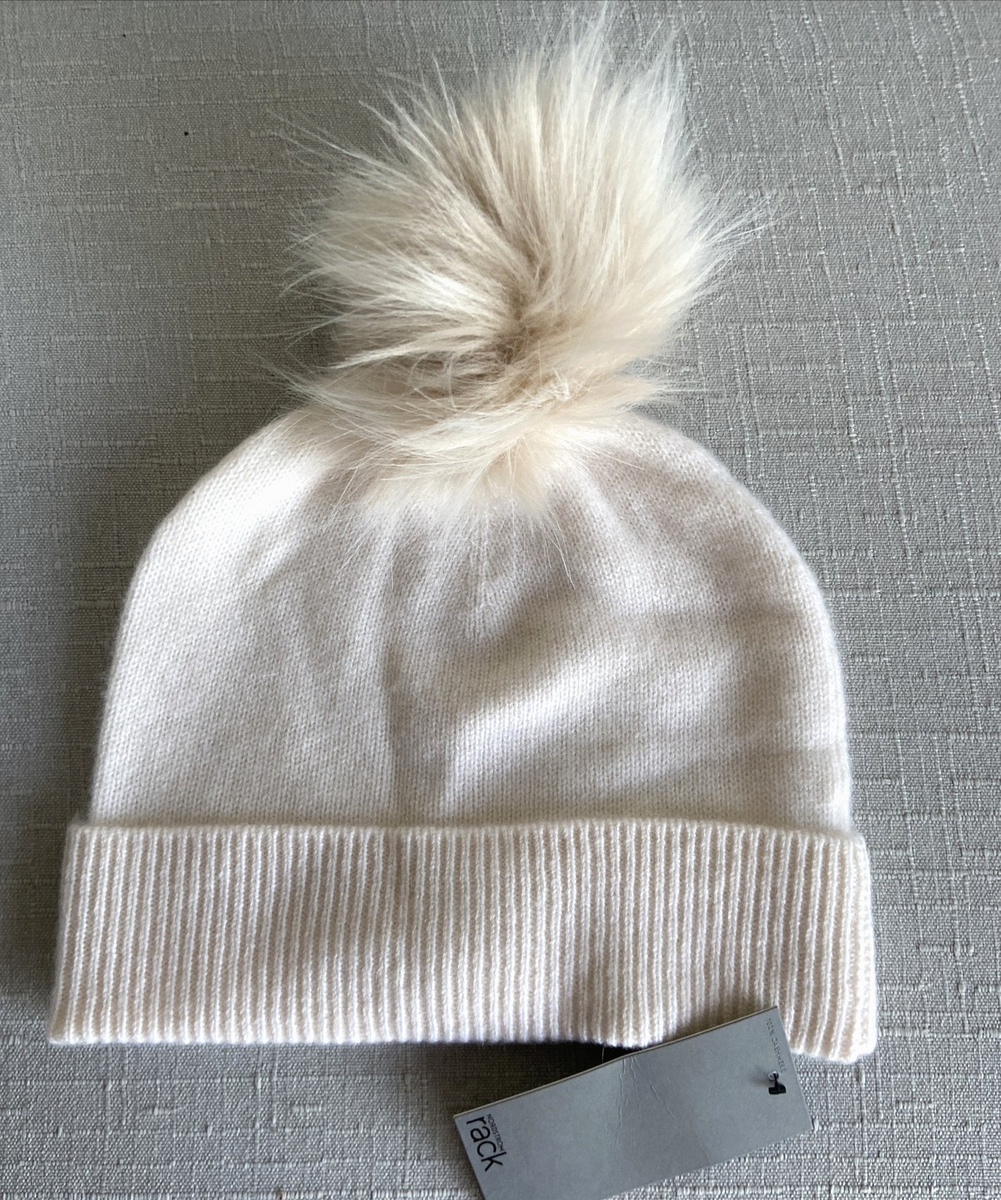 Nordstrom Rack Faux Fur Cashmere Pompom Beanie, Ivory, , 100  display picture 1