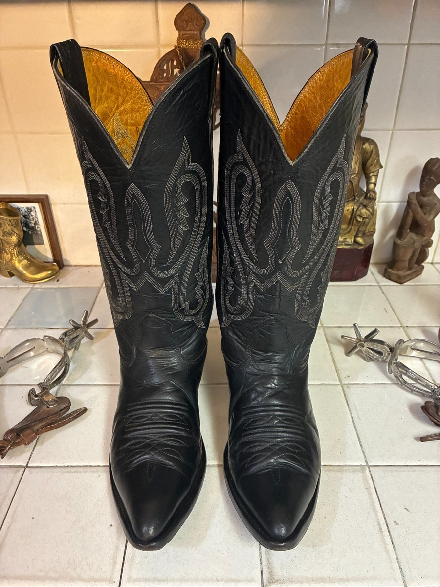 Vintage Nocona Made in USA Black Leather Western Cowboy Boots Men\'s Size 10.5 Nocona Mens Western Cowboy Boots Black Leather Made in USA  main image 3