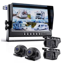  1080P Wired Backup Camera System Kit,9" HD DVR Monitor with 9-inch+4 cameras