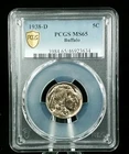 1938 D 5C Buffalo Nickel PCGS MS65 – Gem BU #7380