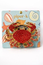 Gold Red Rhinestone Crab Hair Claw Clip Ocean Beach Style Cute Women Accessory
