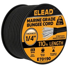 Heavy Duty Bungee Cord Roll, 1/4" x 110ft Marine Grade Outdoor Bungee Cords, ...