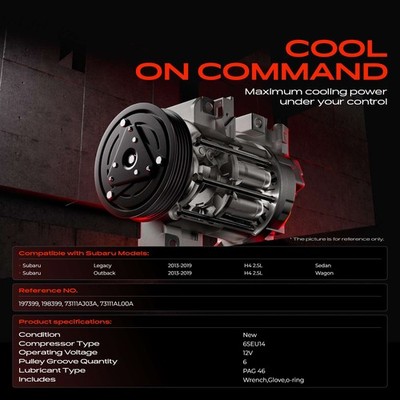 AC Compressor with Clutch for Subaru Legacy Outback 2013-2019 H4
