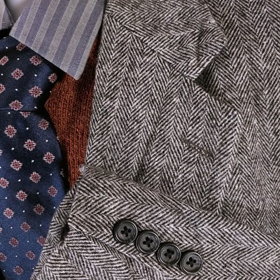 VTG Southbridge Tweed Sport Coat Mens 46L Gray Wool Camel Hair Jacket 2 Button