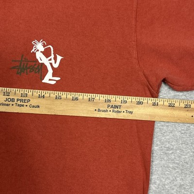 Vintage Stussy T Shirt Mens Size Large Clay Red Saxophone Rasta