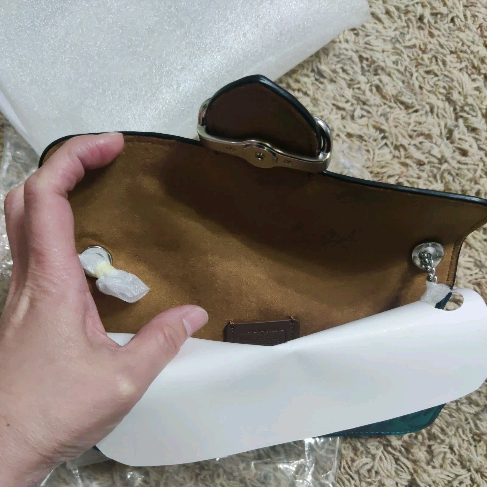 Borsa a tracolla Coach Morgan borsa jumbo in pelle floreale turchese intenso multi CE667