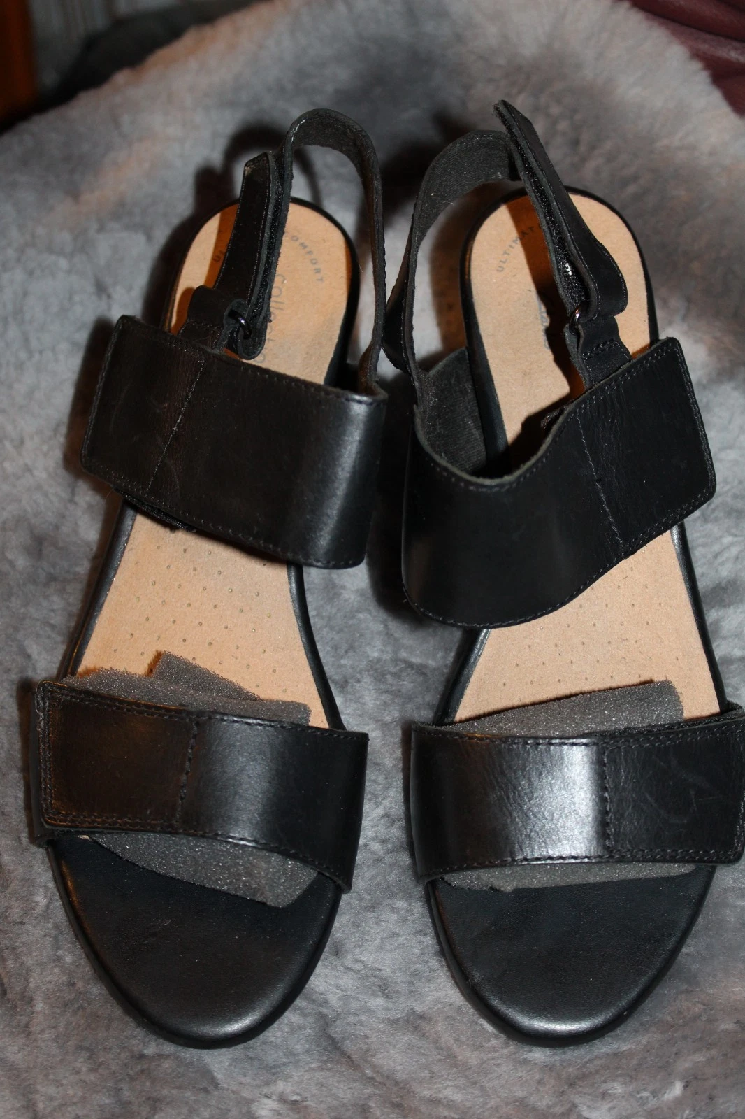 SANDALI DONNA CLARKS LORENE BRILLANTI TACCO NERO TAGLIA 9 W VERA PELLE NUOVI SENZA SCATOLA