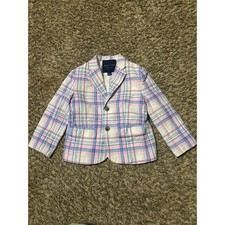 Janie and Jack Linen Blend Blazer 3 Plaid