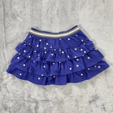 Boden Jersey Ruffle Skort Skirt Girls 3-4T Tiered Navy Gold Polka Dots Preppy