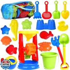 Beach Toys, 19 Piece Sand Toys Set Kids Sandbox Toys Includes Water Wheel Bea