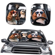 2 Piece Sun Shade for Car Funny Dog The Cavalier King Charles Spaniel
