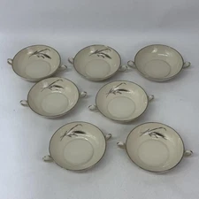 Set Of 7 Society Harvest Time Fine China Flat Cream Soup Bowls