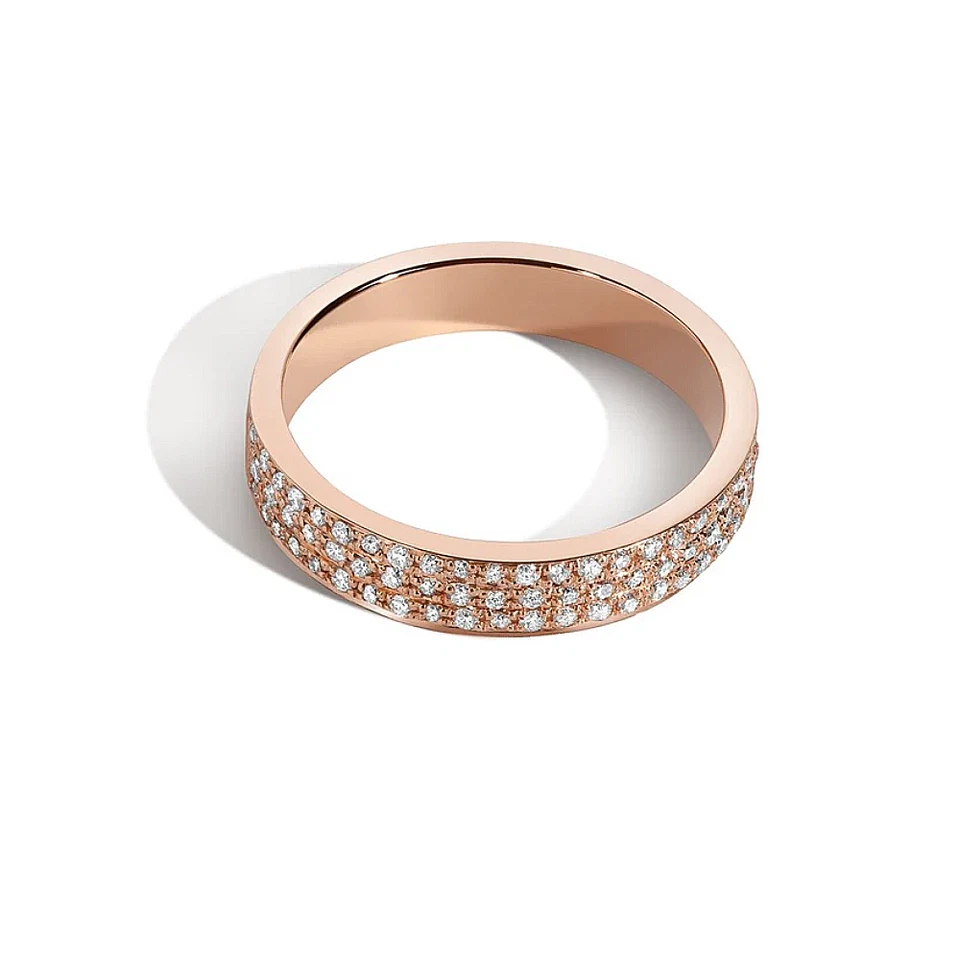 Banda de oro rosa de 18k para hombre creada en laboratorio de compromiso diamante redondo de 1 quilate talla 7 Foto 2 de 4